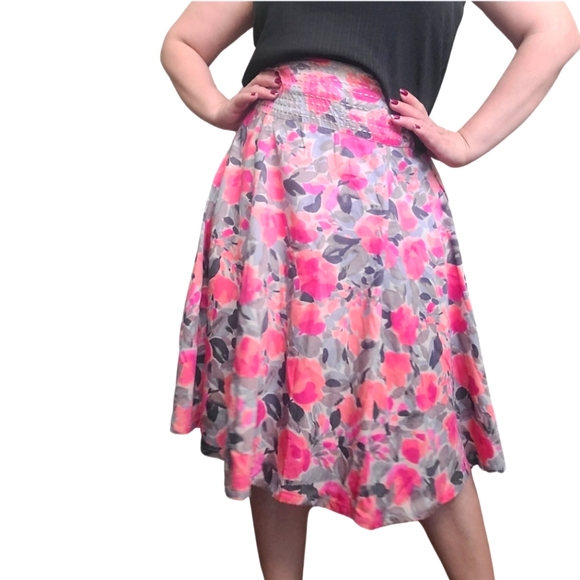 Floral Print Midi Summer Cotton Skirt Size 32 - Picture 3 of 12